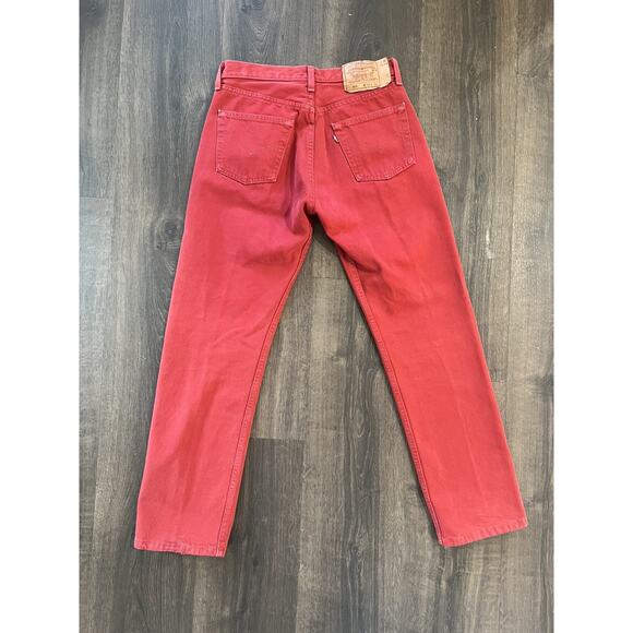 Vintage 80s Levis 501 Jeans Mens 30x30 Regular bright Red Button Fly Made in USA - Picture 11 of 11